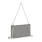 Sac messager à bandoulière avec chaîne en strass et diamants